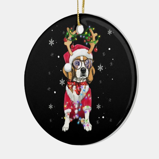 Sinterbeagle render Lichte kerstcadeaus Keramisch Ornament (Links)