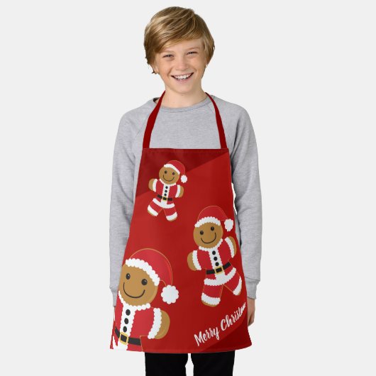 Sinterbrood Santa Red Merry-kerstCartoon Schort (Gedragen)