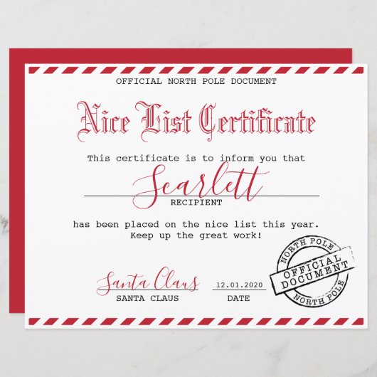 Sintercertificaat - Kinder pakket (Voorkant / Achterkant)