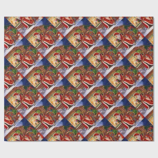 Sinterclaus en rudolph cadeaupapier (Vlak)