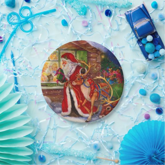 Sinterclaus en rudolph papieren bordje (Feest)