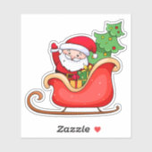 Sinterclaus rijdt in slee met kerstboom sticker (Vel)