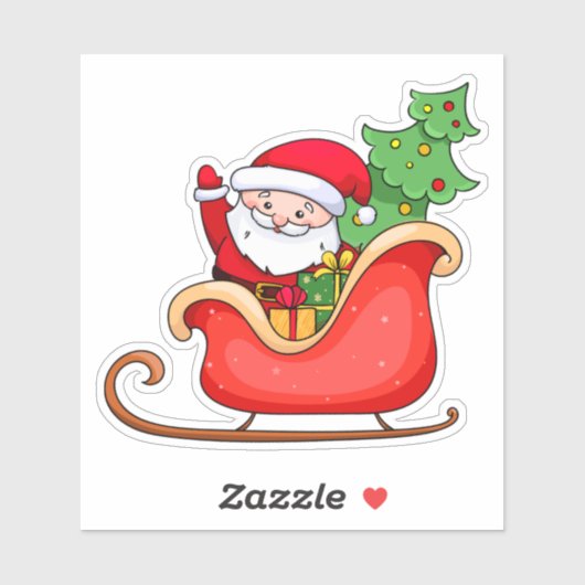 Sinterclaus rijdt in slee met kerstboom sticker (Vel)