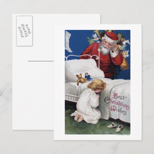 Sintercommentaar Meisje bidden Feestdagenkaart (Voorkant / Achterkant)