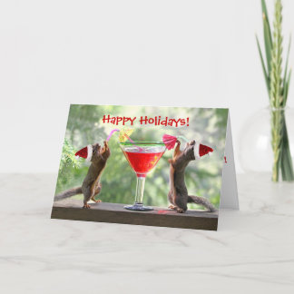 Sintereekhoorns Drink een cocktail Feestdagen Kaart