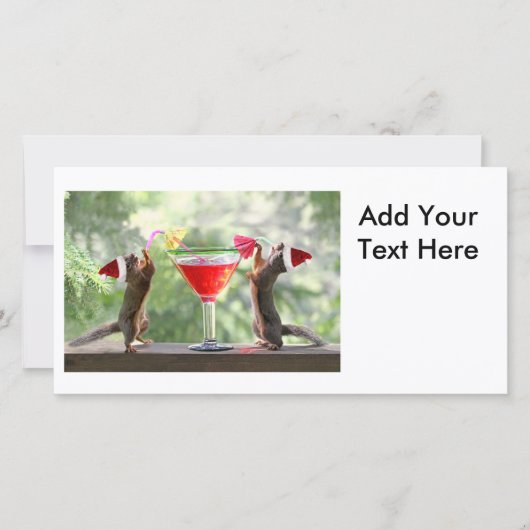 Sintereekhoorns Drink een cocktail Feestdagenkaart (Voorkant)