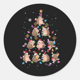 Sinteregel - kerstboom - egel - licht ronde sticker