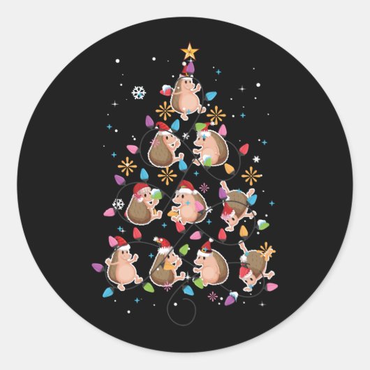 Sinteregel - kerstboom - egel - licht ronde sticker (Voorkant)