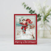 Sinterfiets met konijn en rendierlijk Briefkaart (Staand voorkant)