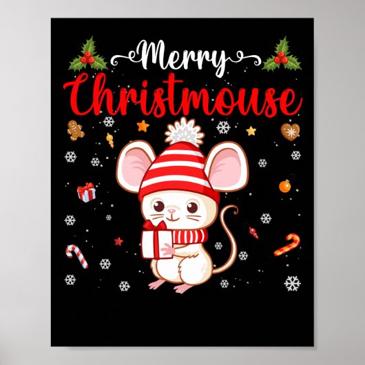 Sinterhat familie Merry Christmouse met kerstmuis Poster (Voorkant)