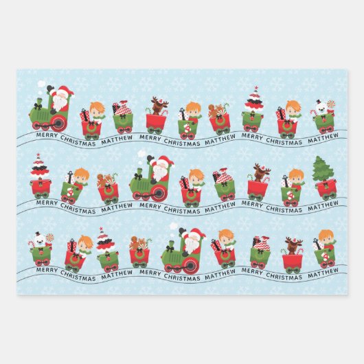 Sinterjongen en zwarte jongen op trein inpakpapier vel (Voorkant 3)