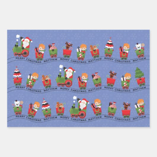 Sinterjongen en zwarte jongen op trein inpakpapier vel (Voorkant 2)