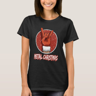 Sinterkerst met zware metalen muziek t-shirt