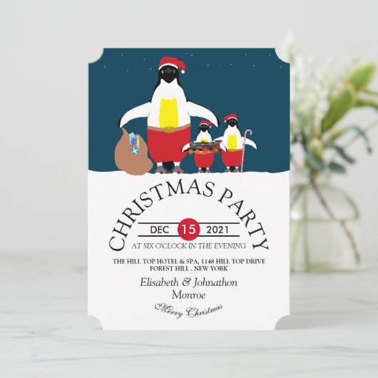 Sinterkerstfeestelijke uitnodiging voor de kleine  (Staand voorkant)