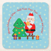 Sinterkerstkerstboom 20xx met kersttekst toevoegen kartonnen onderzetters (Voorkant)