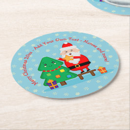 Sinterkerstkerstboom 20xx met kersttekst toevoegen ronde kartonnen onderzetter