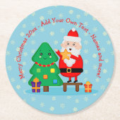 Sinterkerstkerstboom 20xx met kersttekst toevoegen ronde kartonnen onderzetter (Voorkant)
