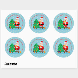 Sinterkerstkerstboom 20xx met kersttekst toevoegen ronde sticker
