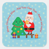 Sinterkerstkerstboom 20xx met kersttekst toevoegen vierkante sticker (Voorkant)