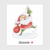 Sinterkerstkerstkersttekening waterverf sticker (Vel)