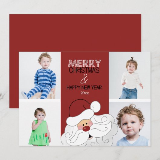 Sinterklaas 4-foto 5x7 kerst Kaart (Voorkant / Achterkant)