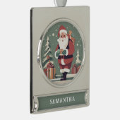 Sinterklaas aangepaste midden eeuw moderne kerst verzilverd banner ornament (Rechts)