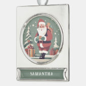 Sinterklaas aangepaste midden eeuw moderne kerst verzilverd banner ornament (Links)