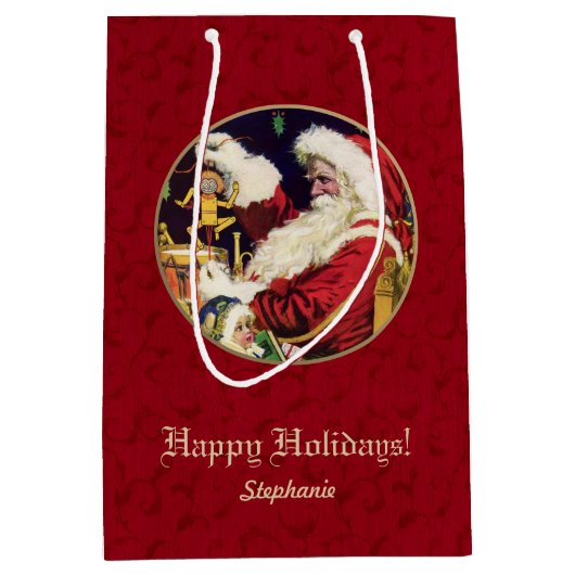 Sinterklaas, Aangepaste Naam Kerst Medium Cadeauzakje (Voorkant)