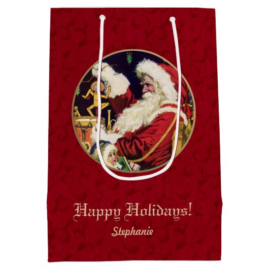  Sinterklaas, Aangepaste Naam Kerst Medium Cadeauzakje (Achterkant)