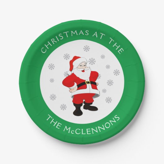 Sinterklaas Aangepaste Tekst Groene Rand Papieren Bordje (Voorkant)