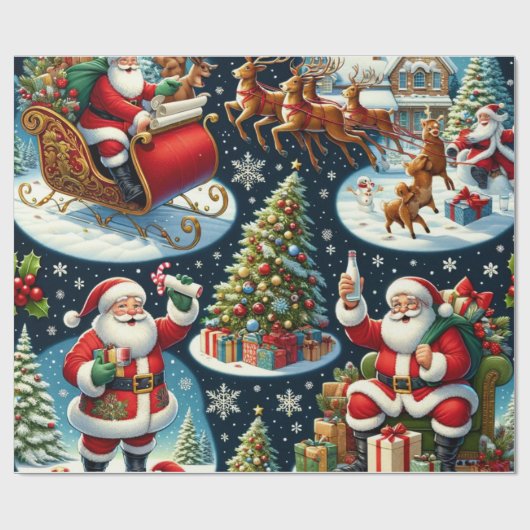 Sinterklaas afgebeeld in verschillende vreugdevoll cadeaupapier (Vlak)