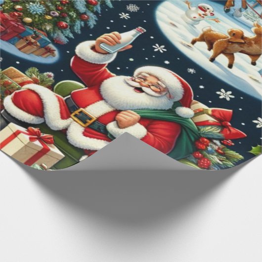 Sinterklaas afgebeeld in verschillende vreugdevoll cadeaupapier (Hoek)