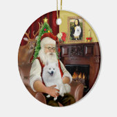 Sinterklaas-Amerikaanse Eskimohond Keramisch Ornament (Links)