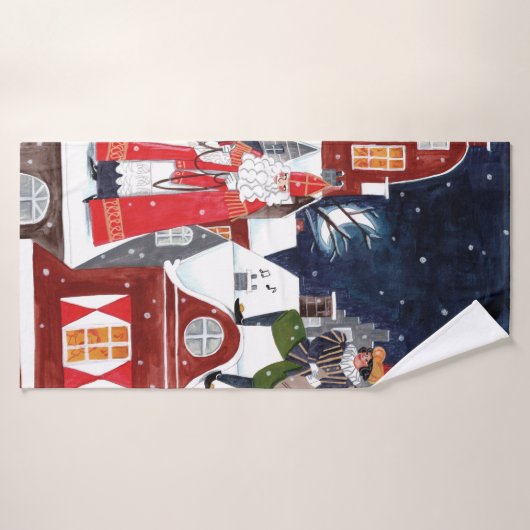 Sinterklaas and Piet on the roofs of Amsterdam Pos Badhanddoek (Badhanddoek)