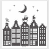 Sinterklaas Atop Canal Houses Window Stickers (Vel)