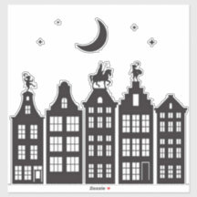 Sinterklaas Atop Canal Houses Window Stickers