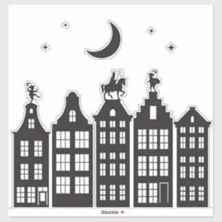 Sinterklaas Atop Canal Houses Window Stickers