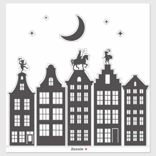 Sinterklaas Atop Canal Houses Window Stickers (Vel)