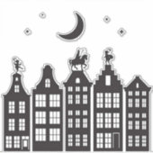 Sinterklaas Atop Canal Houses Window Stickers (Voorkant)