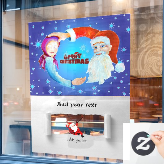 Sinterklaas Baby Meisje Illustratie Sterrensneeuw Raamsticker (Cafe Raam)