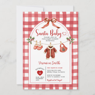 Sinterklaas baby shower waslijn lint geruit kaart