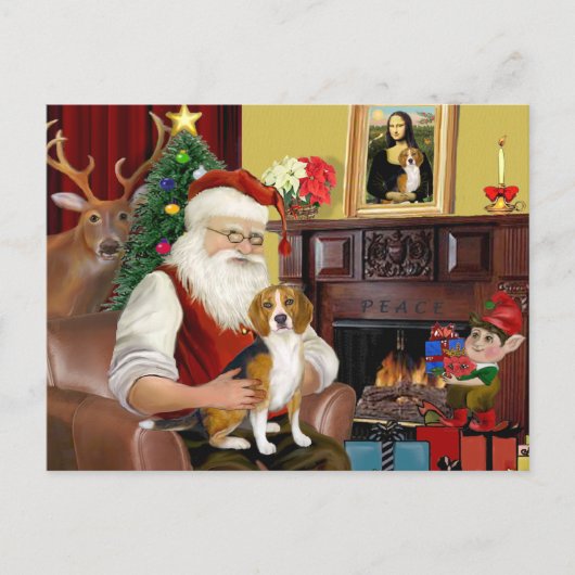 Sinterklaas' Beagle (#7) Feestdagenkaart (Voorkant)
