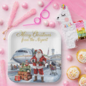 Sinterklaas begroeting vanaf het vliegveld papieren bordje (Feest)