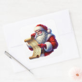 Sinterklaas bekijkt lijst met kinderwensen vierkante sticker (Envelop)
