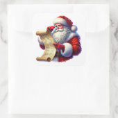 Sinterklaas bekijkt lijst met kinderwensen vierkante sticker (Tas)