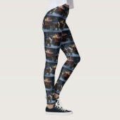 Sinterklaas besneeuwde slee Kerstversiering Leggings (Rechts)