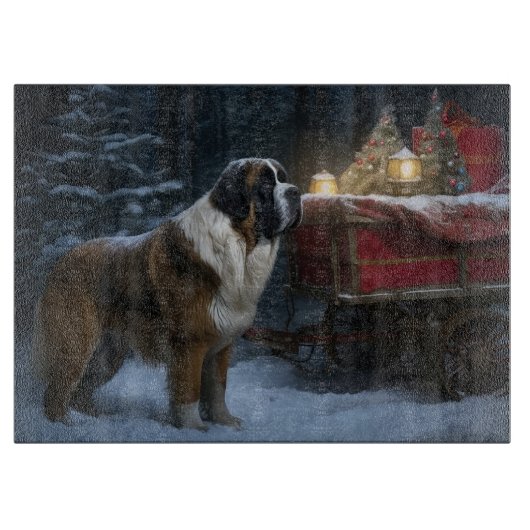 Sinterklaas Besneeuwde slee Kerstversiering Snijplank (Voorkant)