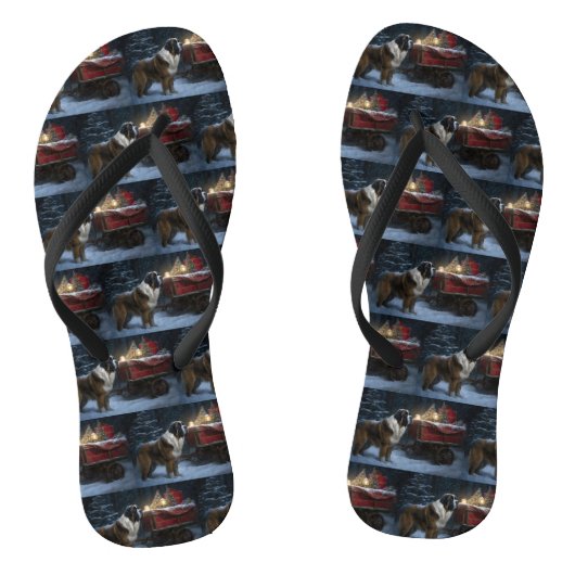 Sinterklaas besneeuwde slee Kerstversiering Teenslippers (Voetbed)