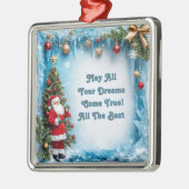 Sinterklaas bij een feestelijke kerstboom metalen ornament (Links)