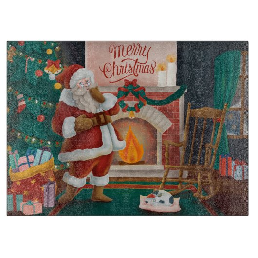 Sinterklaas bij open vuur snijplank (Voorkant)